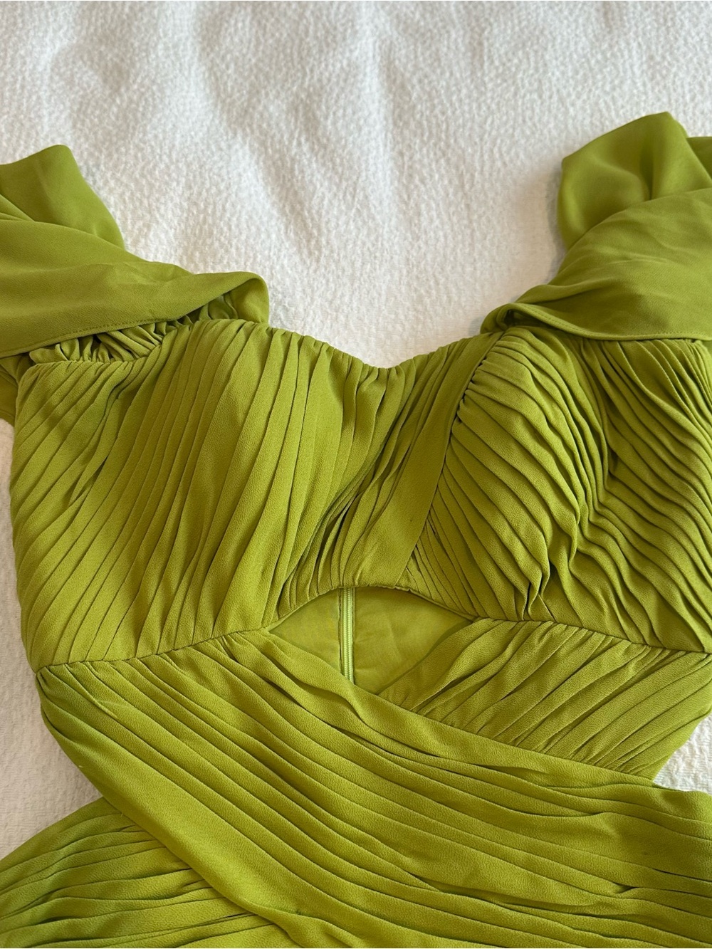 Off-Shoulder Lime Green Evening Dress - Picture 10 of 15
